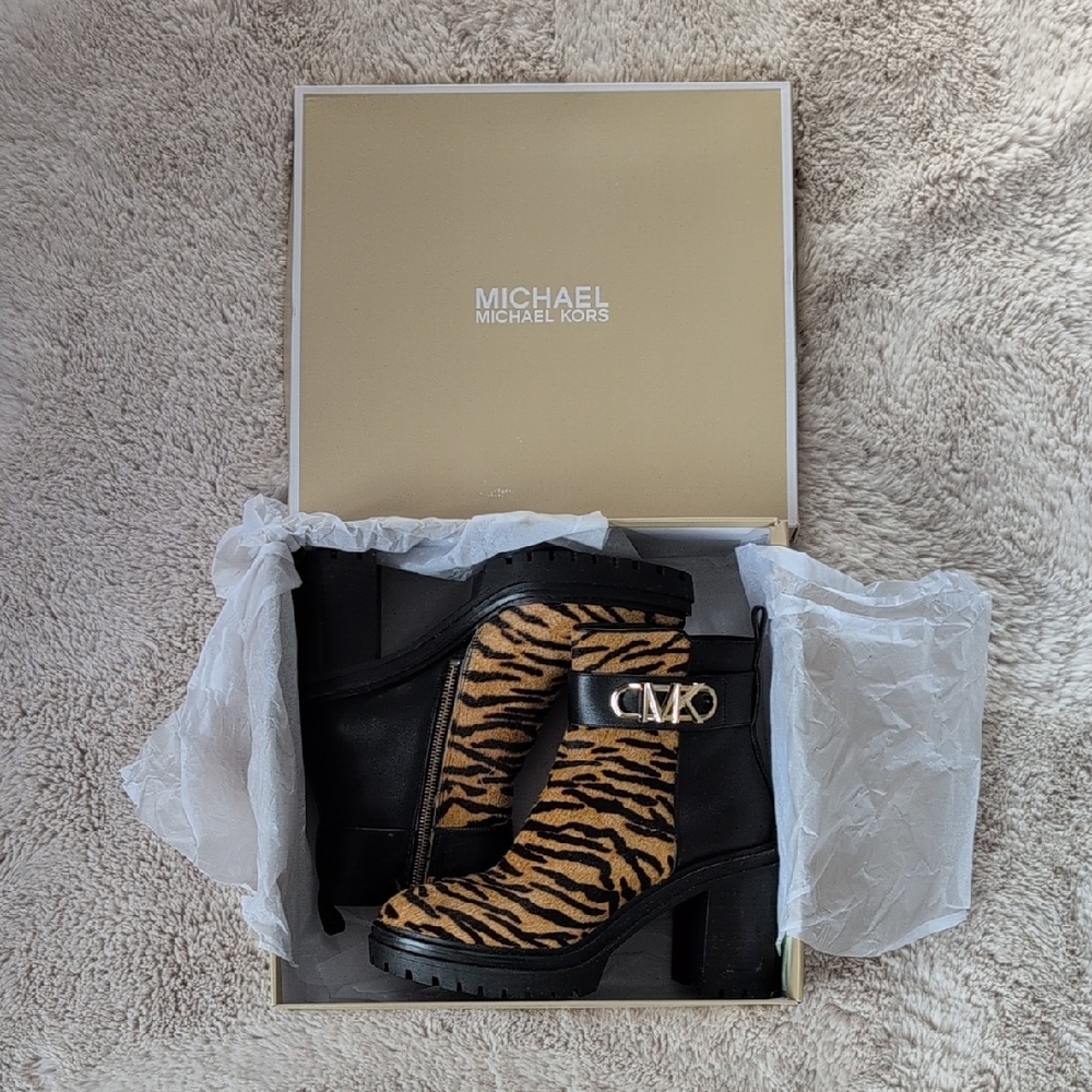 Michael Kors Black and Animal Print Boots